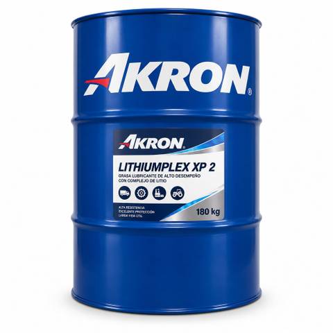 Imagen ilustrativa generada con IA: AKRON Lithiumplex XP2 tambor180kg. Diseño recreado, no fotografía oficial.