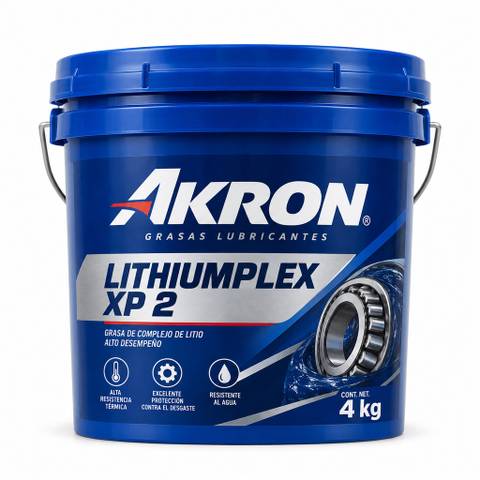 Imagen ilustrativa generada con IA: AKRON Lithiumplex XP2 cubeta4kg. Diseño recreado, no fotografía oficial.